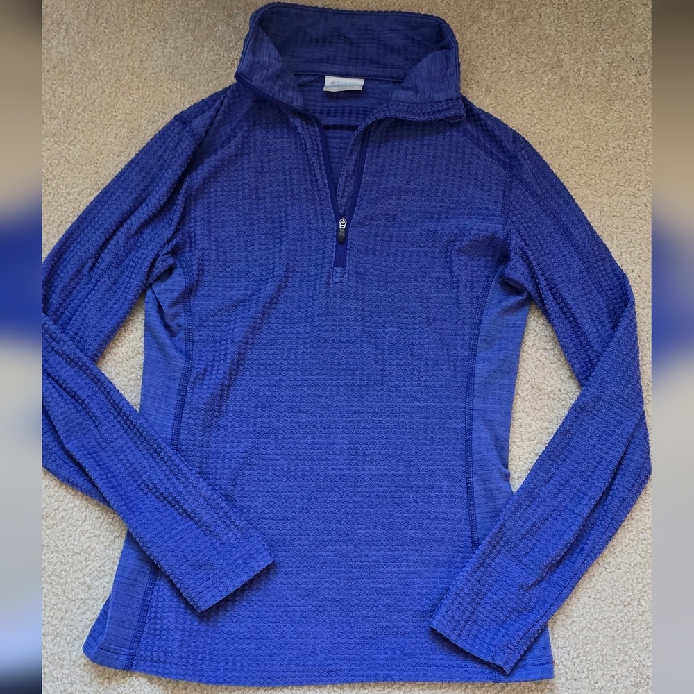 🌈Columbia Woman's 1/2 Zip Neck Waffle Knit Pullover Sweater Purple Blue Size XS - Picture 1 of 8